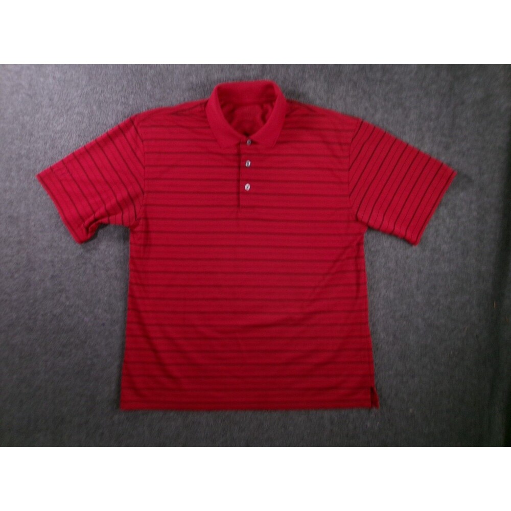 Champions Tour Polo Shirt Mens L Red Stripped Performance Classic Casual Golf